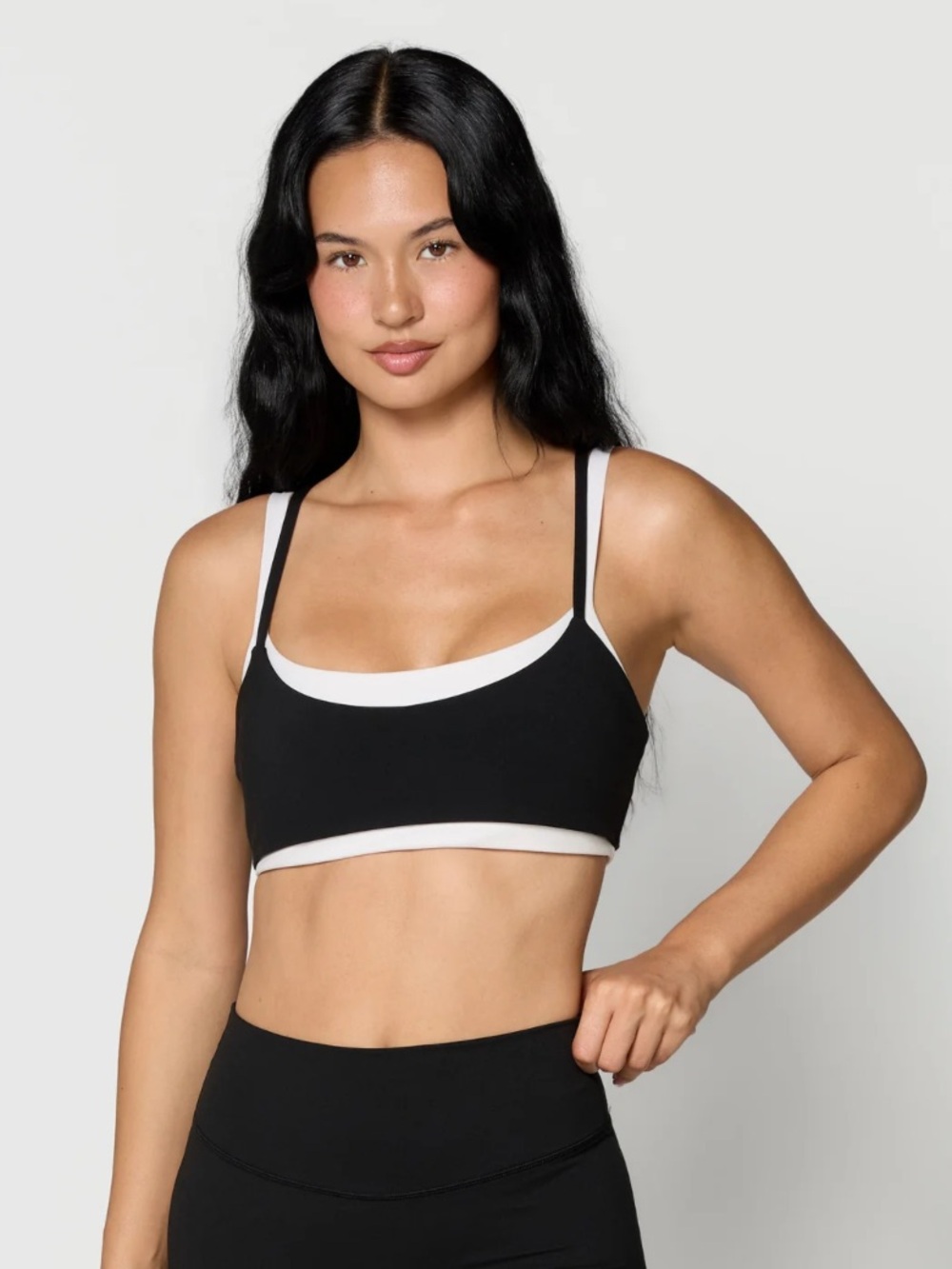 Form Layered Black & White Sports Bra | Size S